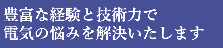 豊富な経験と技術力で電気の悩みを解決いたします